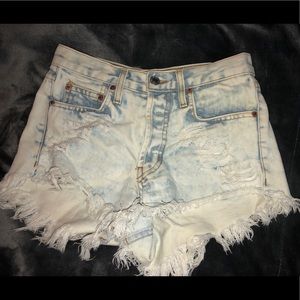 High waisted distressed shorts